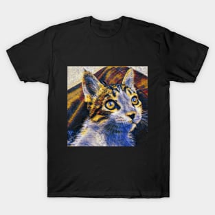 Abstract Colorful Cat Painting T-Shirt